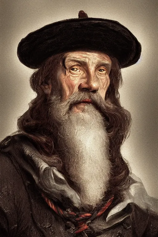 Prompt: portrait, headshot, digital painting, of an old rich 17th century sailor, realistic, hyperdetailed, chiaroscuro, concept art, art by Franz Hals