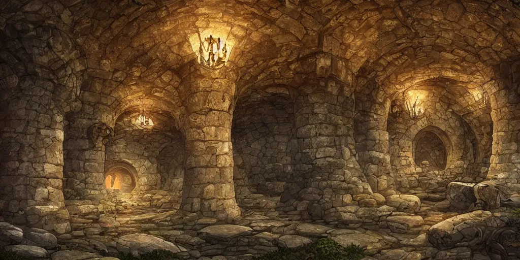 Image similar to A stunning underground fortress ran by dwarves, medieval style, digital art, masterpiece