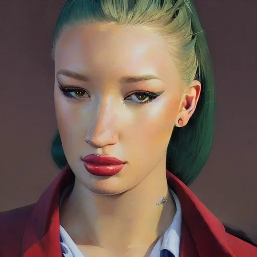 Prompt: 4k headshot of thicc Iggy Azalea from Macfarlane comics, killing with green fire by Craig Mullins, ilya kuvshinov, krenz cushart, epic , artgerm trending on artstation by Edward Hopper and Dan Mumford and WLOP and Rutkovsky, beksinski carl spitzweg moebius and tuomas kocar, intricate artwork by caravaggio, Unreal Engine 5, Lumen, Nanite , 4K headshot of godlike clown with defined arms and open hands and bloody clothes with giant mandala wings , intricate face , flawless anime cel animation by Kentaro Miura, psychedelic , highly detailed upper body , professionally post-processed , beautiful, scary, symmetry accurate features, epic, octane rendered, anime masterpiece, accurate