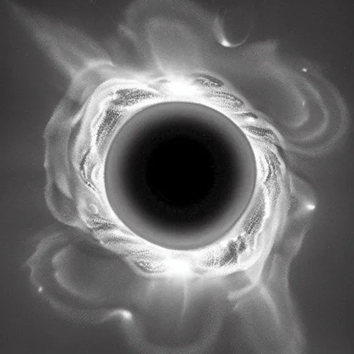 Image similar to by harold edgerton lavish. a beautiful computer art of a black hole consuming a star.