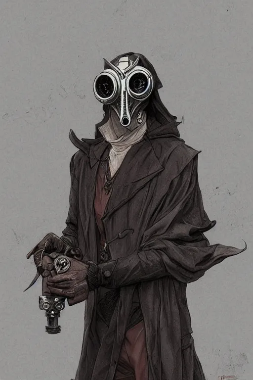 Image similar to plague doctor, plague mask, cyberpunk, intricate, elegant, highly detailed, digital painting, artstation, concept art, smooth, sharp focus, illustration, art by artgerm and greg rutkowski and alphonse mucha