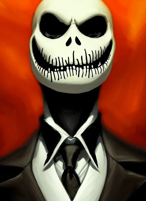 Prompt: portrait of jack skellington, intricate, headshot, key visual, conceptart, ambient lighting, highly detailed, digital painting, artstation, concept art, sharp focus, by makoto shinkai and akihiko yoshida and greg manchess