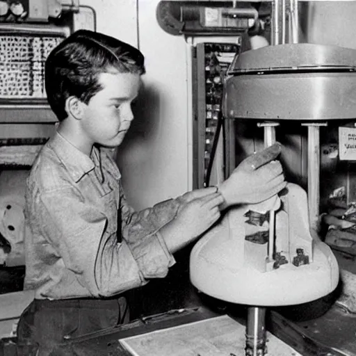 Prompt: young sheldon building a thermonuclear warhead
