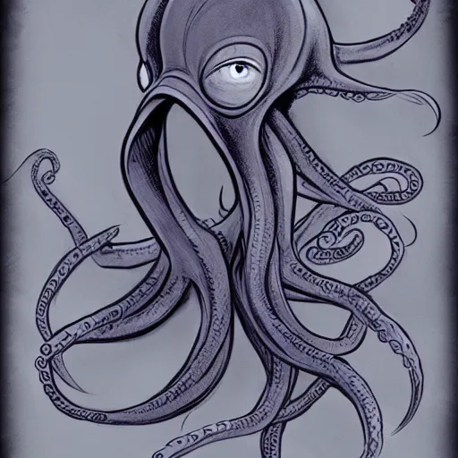 Image similar to a cartoon character of a human - octopus, character - portrait, deviantart, sots art, lovecraftian, grotesque, creepypasta, by glen keane, disney