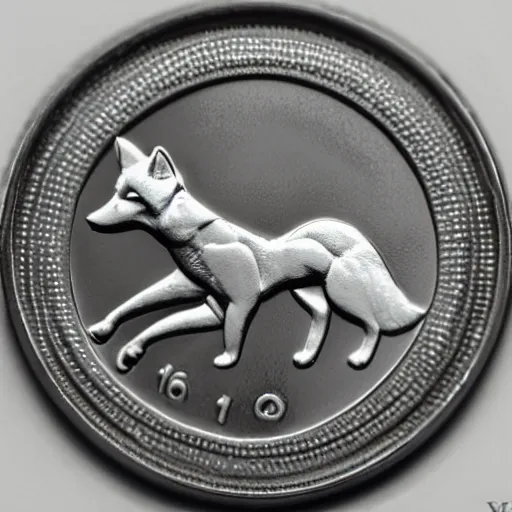 Prompt: a commemorative silver coin depicting a noble fox, today's featured numismatics photography 1 6 k