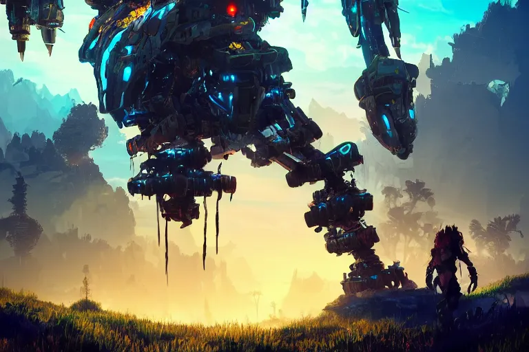 Image similar to tideripper machine mecanical creature robot of horizon forbidden west horizon zero dawn bioluminiscence global illumination ray tracing hdr fanart arstation by ian pesty and alena aenami artworks in 4 k