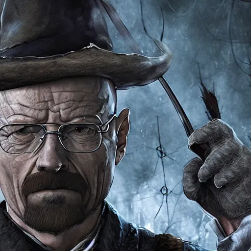 Image similar to a screenshot of Walter White in Bloodborne