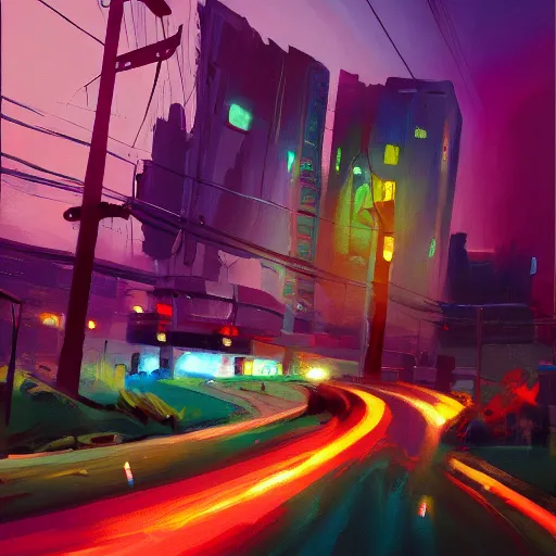 Prompt: a beautiful painting about michael lehr and michael lehr, trending on artstation No-Depressionists michael howe, michael howe, trending on artstation A electricity themed world invented entirely