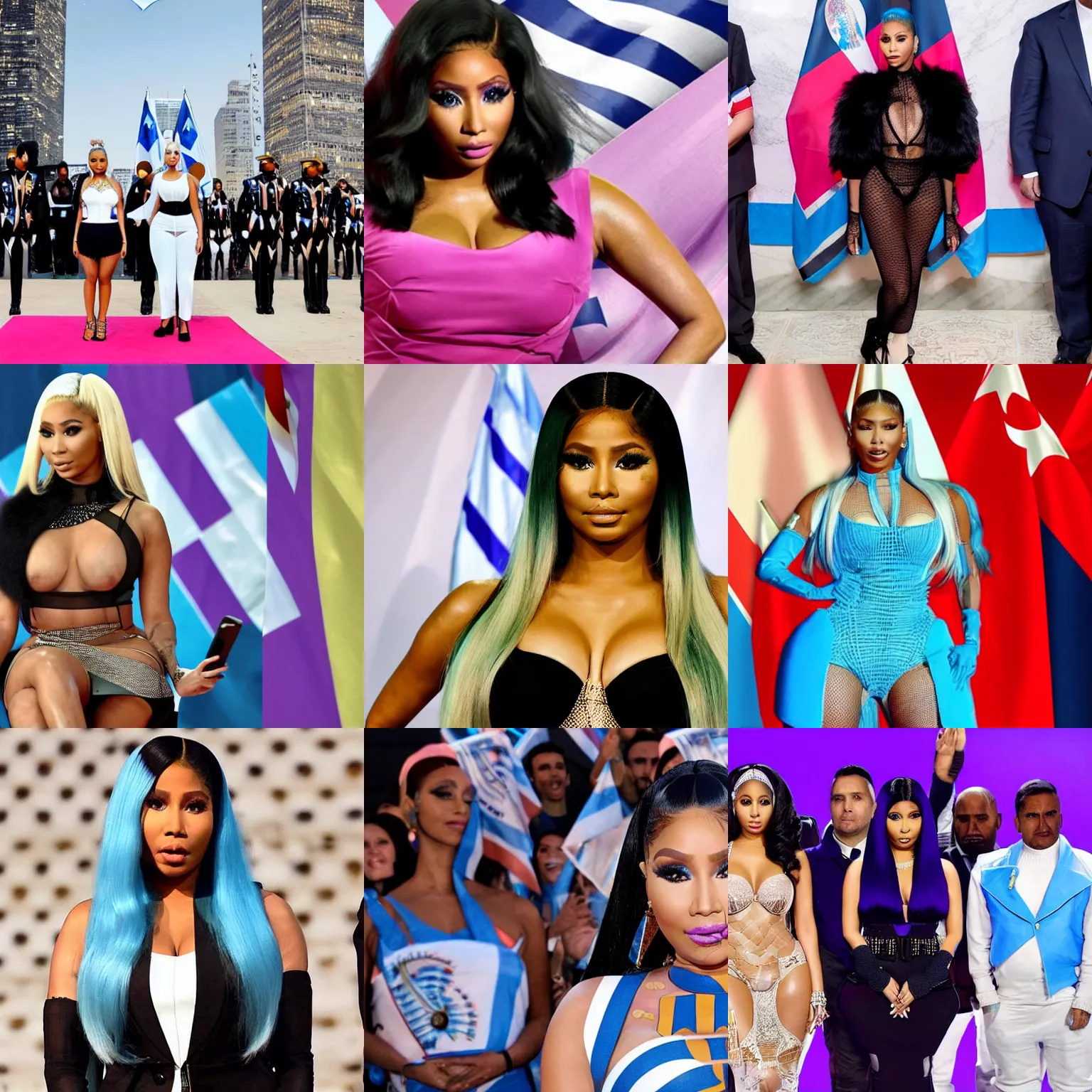 Prompt: Nicki Minaj president of Argentina, flags of Argentina behind