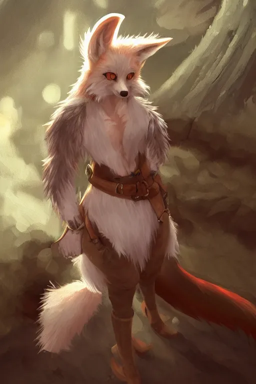 Image similar to an anthropomorphic medieval fox with a fluffy tail, backlighting, trending on artstation, digital art, furry art, trending on furaffinity, fantasy art, by kawacy