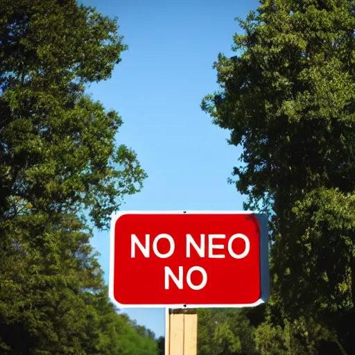 Prompt: big red sign that say no