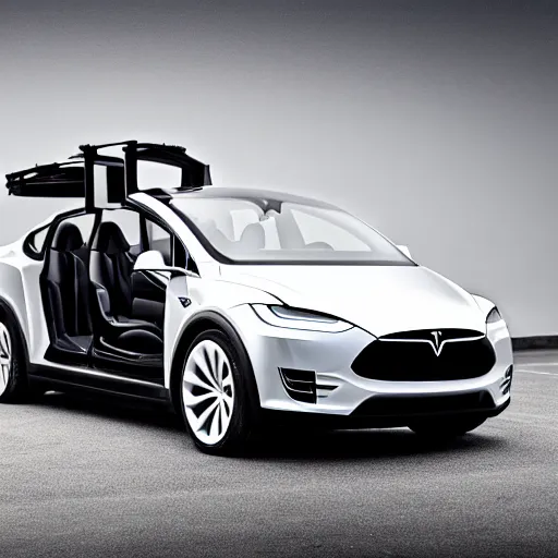 Prompt: full length wide angel shot of a Tesla Model X as a limousine, realistic photo, f/1.8 HDR