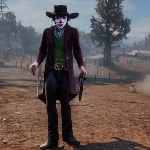 Image similar to health ledger joker in red dead redemption 2 4k Quality