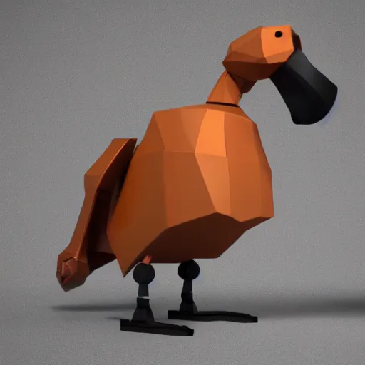 Image similar to Low poly clay render of a cute robotic Goose with a VR headset; trending on artstation, Octane render, Unreal Engine, highly detailed