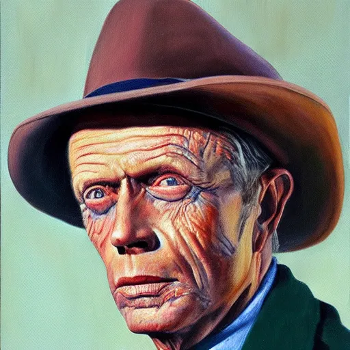 Image similar to realistic portrait of richard widmark in color, oil painting