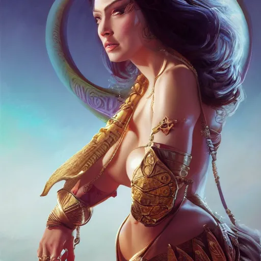 Prompt: Princess Dejah Thoris of Helium, 4k oil on linen by wlop, artgerm, andrei riabovitchev, nuri iyem, james gurney, james jean, greg rutkowski, highly detailed, soft lighting 8k resolution