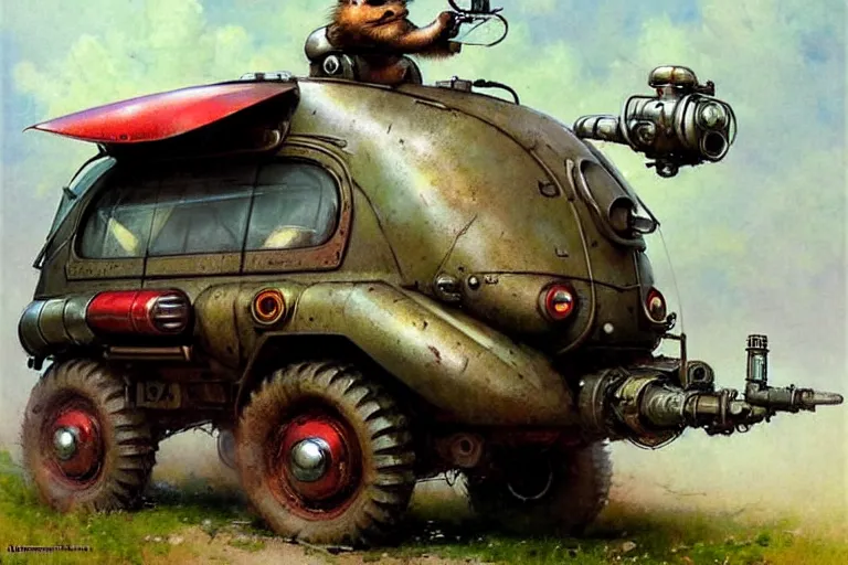 Prompt: adventurer ( ( ( ( ( 1 9 5 0 s retro future robot android mouse wagon rv offroad tank. muted colors. ) ) ) ) ) by jean baptiste monge!!!!!!!!!!!!!!!!!!!!!!!!! chrome red