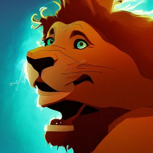 Image similar to portrait of doc brown!!!!! riding!!!!!!!! on ( ( ( ( lion king ) ) ) ), disney animation, sharp, illustration, sharp, fanart, anime key art by greg rutkowski, bloom, dramatic lighting sharp focus, cinematic, artbook, smooth, centered