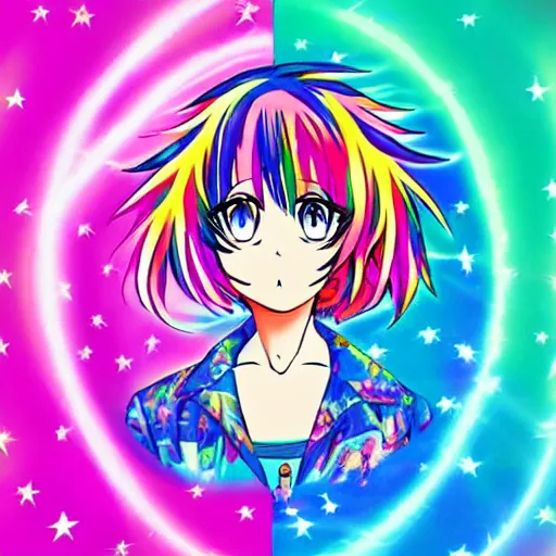 Prompt: anime in the style of lisa frank