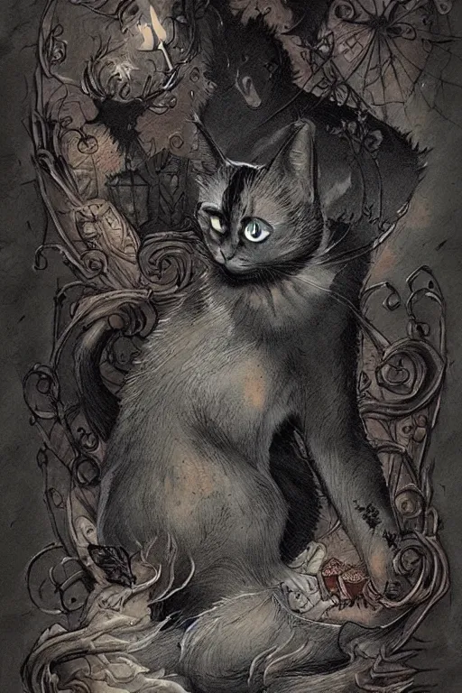 Image similar to black cat in graveyard at midnight halloween tattoo on shoulder by anton pieck, intricate, extremely detailed, digital painting, artstation concept art