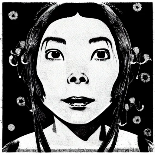 Prompt: Bjork in the style of Inio Asano