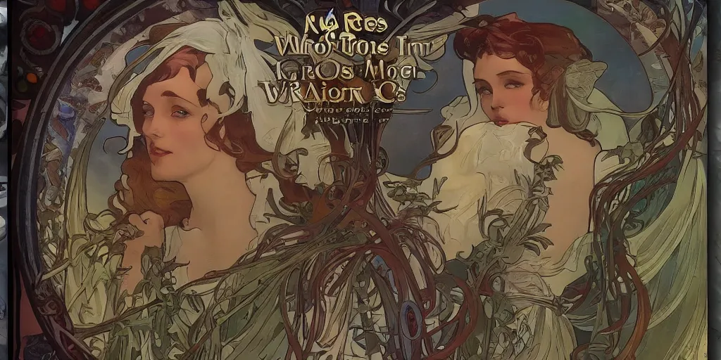 Prompt: rts game in style of Alfons Mucha, gameplay, warrior units