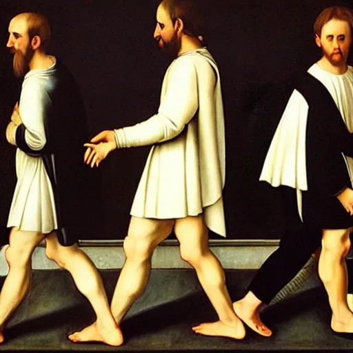 Image similar to abbey road by caravaggio,