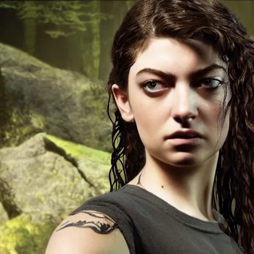 Image similar to lorde as lara croft