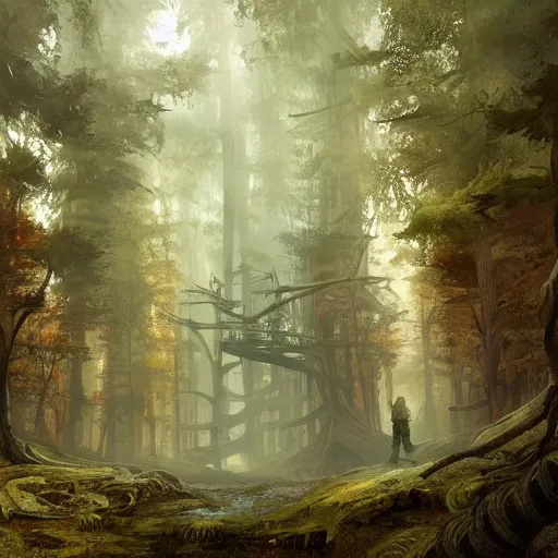 Image similar to a painting of a large skeleton!!! in a forest, a detailed matte painting by marc simonetti, behance contest winner, fantasy art, matte painting, concept art, matte drawing. masterpiece