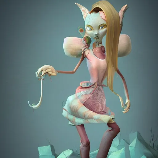 Image similar to 3D feminine character by Tiger HKN and Gediminas Pranckevicius, Game Art, Character Modeling, cartoon, Perspective view, cinematic, raytrace concept art, Trend on Behance 3d Art, V-Ray, Maya, C4D