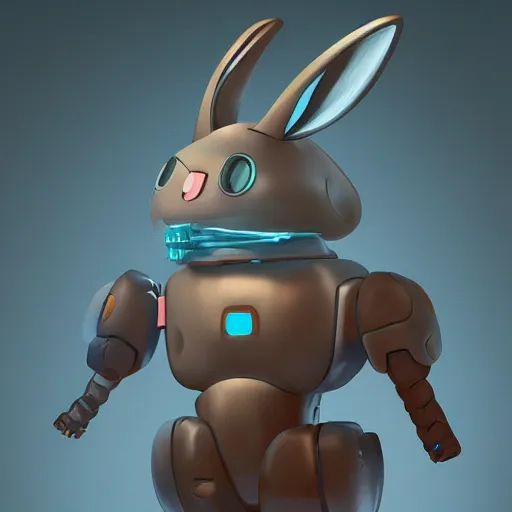 Image similar to rabbit robot in the style of dominik mayer artstation