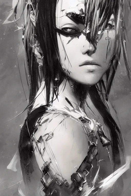 Image similar to !dream Beautiful Gunnm Alita by Tsutomu Nihei, by Emil Melmoth, by stuz0r, Craig Mullins, yoji shinkawa, cross, artstation, peter morbacher, young, very attractive, pretty face, hyper detailed, very detailed, rendering by octane, shallow depth of field, uplight