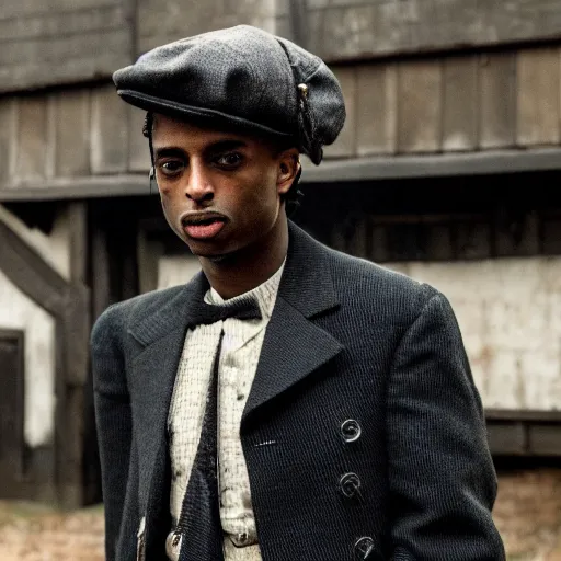 Image similar to playboi carti in peaky blinders 4 k the detailed super realistic