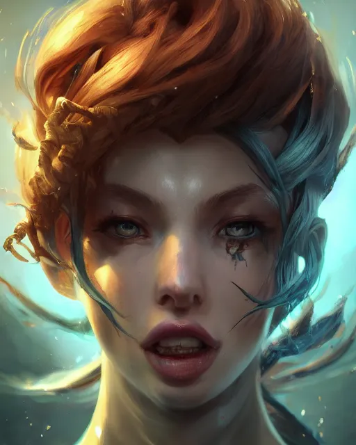 Image similar to league of legends portrait, au naturel, hyper detailed, digital art, trending in artstation, cinematic lighting, studio quality, smooth render, unreal engine 5 rendered, octane rendered, art style by klimt and nixeu and ian sprigger and wlop and krenz cushart.