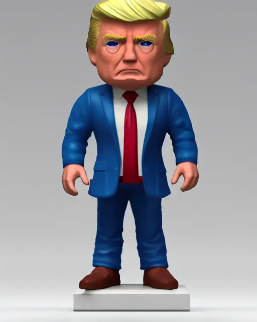 Prompt: full body 3d render of shirtless Donald Trump as a funko pop, studio lighting, white background, blender, trending on artstation, 8k, highly detailed