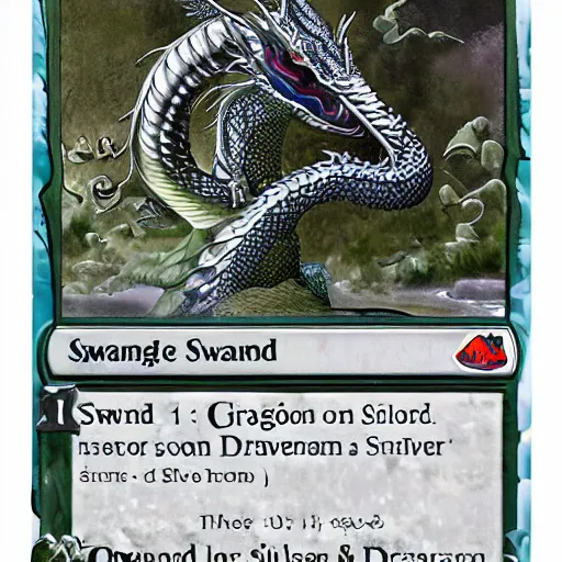 Prompt: swamp dragon made of silver