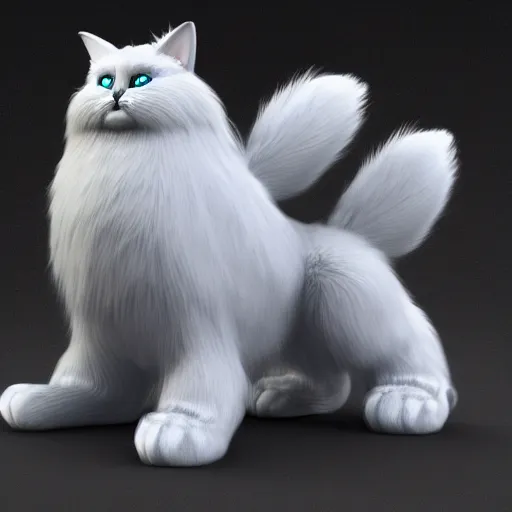 Image similar to fluffy alien cat like creature character concept 3 d render with detailed fur 4 k