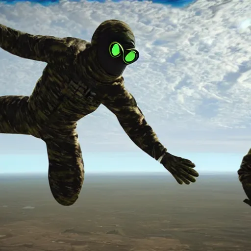 Image similar to frogman corps ( denmark ) in space waving hi, unreal engine 6, 4 k, hyper realistic, extremely detailed, coherent,.