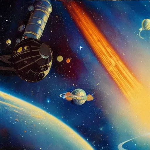 Image similar to space, nebula, planets, spacecraft, john berkey, nasa