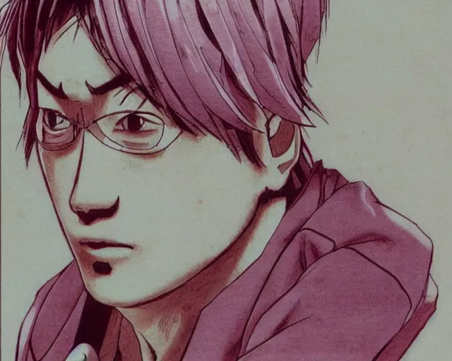 Image similar to Joji as Pink Guy, drawn by Takehiko Inoue, manga, high detail