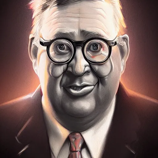 Image similar to bill barr fried chicken hybrid, bill barr anthropomorphic transformation, realistic face, greg rutkowski, artgerm, digital art,