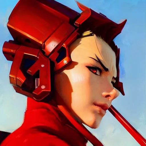 Image similar to Greg Manchess portrait painting of Red XVIII from FFVII as Overwatch character, medium shot, asymmetrical, profile picture, Organic Painting, sunny day, Matte Painting, bold shapes, hard edges, street art, trending on artstation, by Huang Guangjian and Gil Elvgren and Sachin Teng
