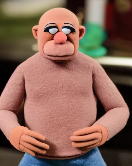 Image similar to hank schrader as a muppet. highly detailed felt. hyper real photo. 4 k.