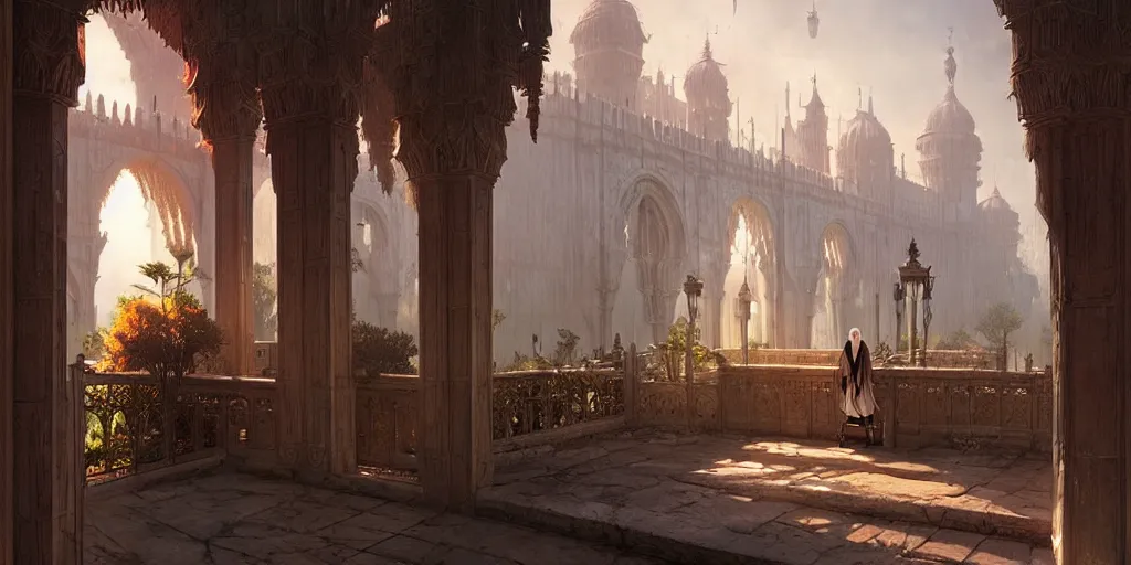 Prompt: moorish architecture, fantasy atmosphere, natural lighting, by greg rutkowski and miyazaki