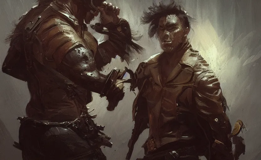 Image similar to a painting of the leather terror trending on artstation in the style of greg rutkowski