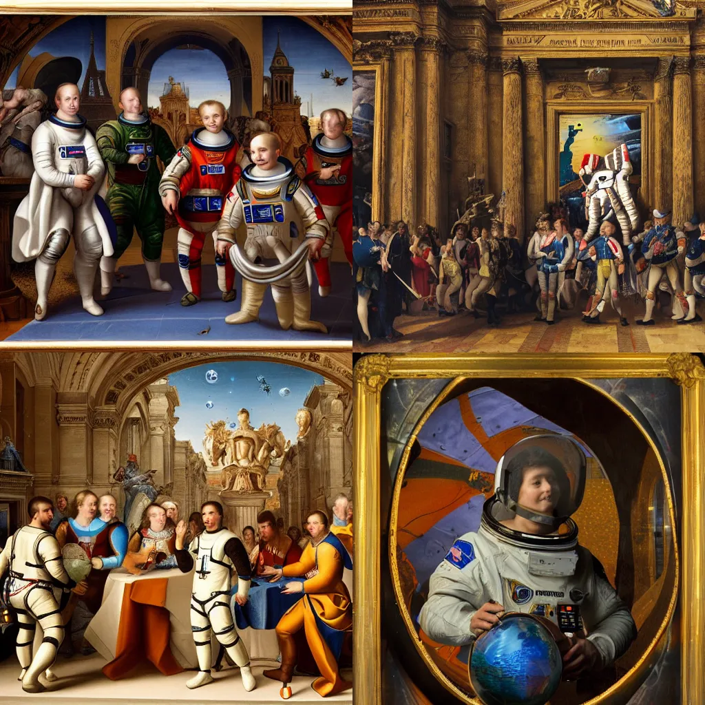 Prompt: an astronaut arrives in renaissance paris year 1600, 4K photo