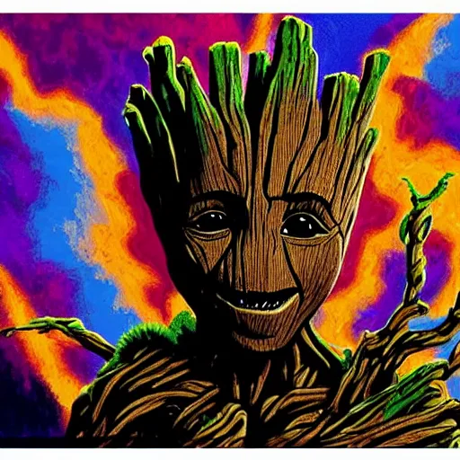 Prompt: Groot as a paint by number canvas