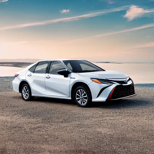 Image similar to a 2020 toyota camry parked at the beach