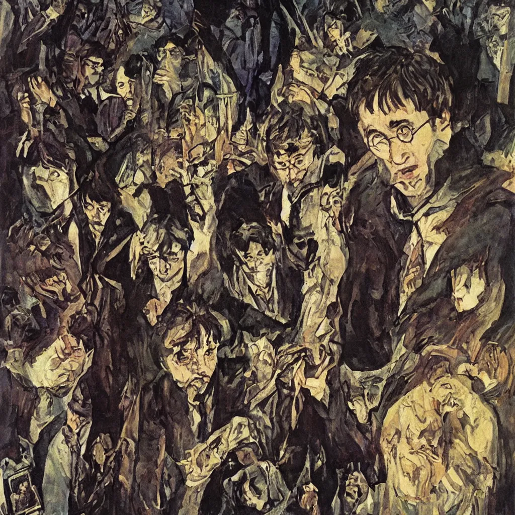 Image similar to Harry Potter, painting by Mikhail Vrubel