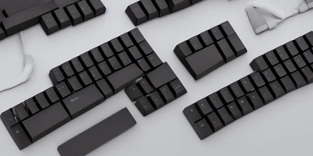 Image similar to a mechanical keyboard inspired by brutalist architecture, made of concrete, detailed product photo, amazon website